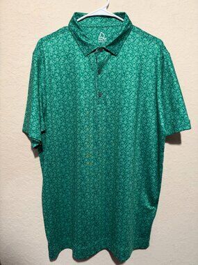 Deolax Green Floral Golf Polo Shirt Men's L